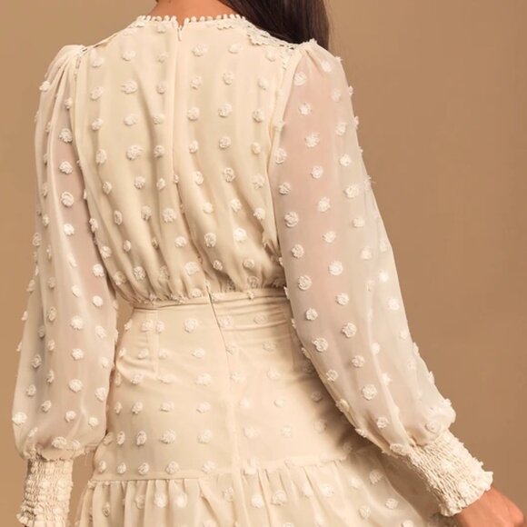 Just Me Embroidered White Lace Long Sleeve Dress - Picture 4 of 7
